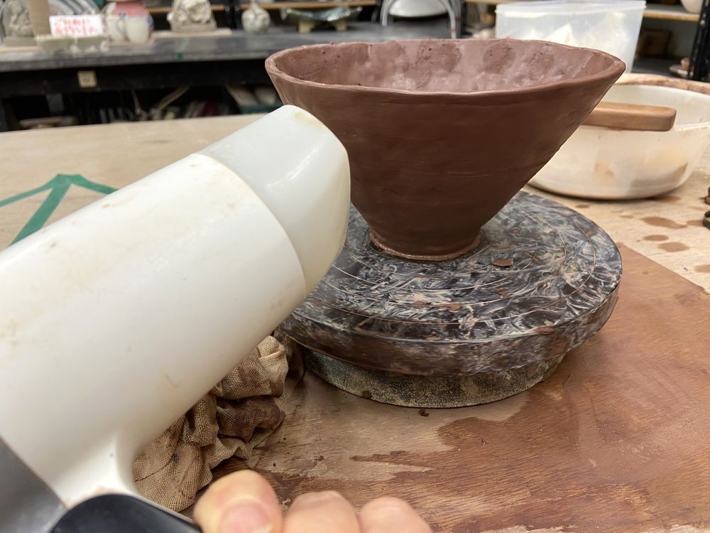 陶芸土を固める